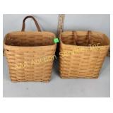 (2) Single-handled Longaberger baskets tall with