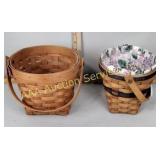 (2) Longaberger baskets one basic one with cloth
