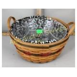 Longaberger 1999 circular basket with cloth liner