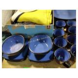 Dishes, pillows,blankets, box fan, tools and bike