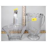 Heisey glass basket and vintage glass pitcher