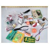 Vintage fishing lures including flatfish, skipper