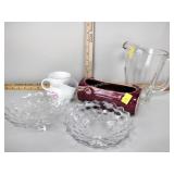 Fostoria footed bowls, shaving cup made in