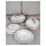 (2) Covered dishes made in England and (2) Limoges