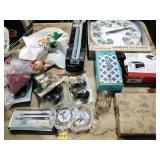 Faberware toaster, tins, platter, outdoor