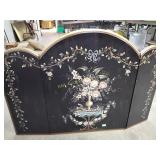 Fireplace screen w/painted flora decoration