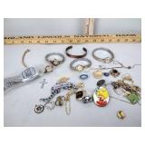 Ladies pocket watches including Bulova, costume