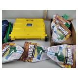 Downspout screens, shopping bags, book cart