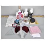 Beveled glass pieces, ceramic tiles