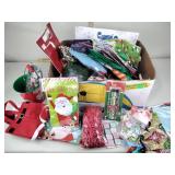 Christmas decor, ribbon, gift boxes, pencils