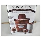 Nostalgia wood 4qt ice cream machine, missing