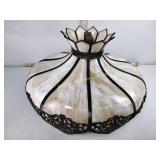 Bent panel slag glass chandelier