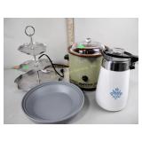 Crock pot, coffee pot, tiered aluminum tray
