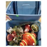 Christmas decor, 2 plastic storage totes