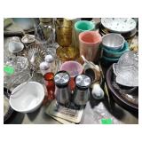 Basket, German pottery vase, glassware, glass