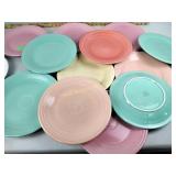 Contemporary Fiesta Ware round platter & 13 large
