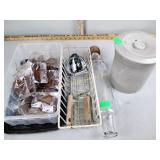 Antique lidded crock (hairlines), glass rolling