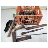 Antique plow plane parts, primitive hand tools,