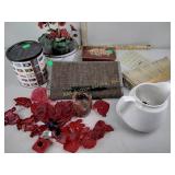 Worn enamelware pot, coffee can, pitcher, tin,