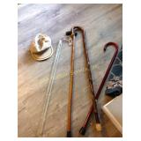 (4) canes and hat