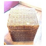Wicker storage box and contents of VHS tapes and