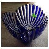 Blue Glass bowl 9" tall