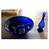 Bud vase - rough rim, colbalt  blue bowl