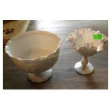 Milk glass footed dishes