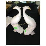 (2) white bird firgurines - possible peacocks