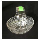 Clear glass basket, partial lead crystal