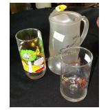 Character pitcher and glasses including Snoppy