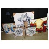 Paintings and prints on canvas