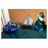 Art Glass pumpkin and figure, stained glass