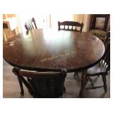 Dining room table and (4) chairs - some broken,