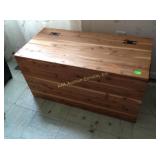 Cedar chest 32 x 16 x 17, sweatshirts, afghans