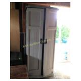 Suncast plastic storage cabinet and contents of