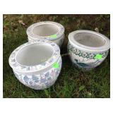 (3) ceramic asian theme flower pots