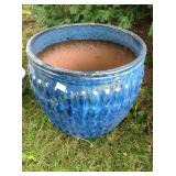 Large blue ceramic flower pot 17 x 17