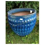 Large blue ceramic flower pot 17 x 17