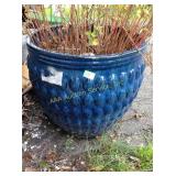 Large blue ceramic flower pot 17 x 17