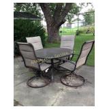 Metal and glass Patio table and (4) chairs