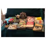 Childrens toys, hat, books including Huckleberry