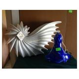 Art Glass Bell and large Sea Shell