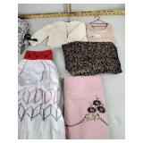 Vintage clothspin holder, childs sweater and