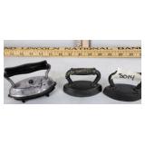 3 Irons, Dover dolly iron and 1 trivet