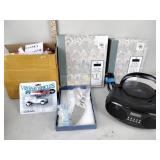 Halloween buckets, piggy bank, Insignia boombox,