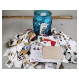 Blue Jar & Box With Stamps