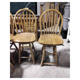 (2) bar stools, one with cracked seat, some s