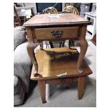 End tables, one damaged with wear also, other h