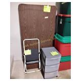 60in folding table, step stool, organizer on